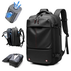 Travel vacuum compression backpack with expandable storage, waterproof design, and multiple compartments for efficient packing.