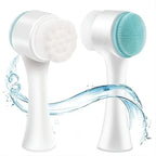 Manual Facial Cleansing Brush with Soft Silicone and Bristle Head for Deep Face Cleaning