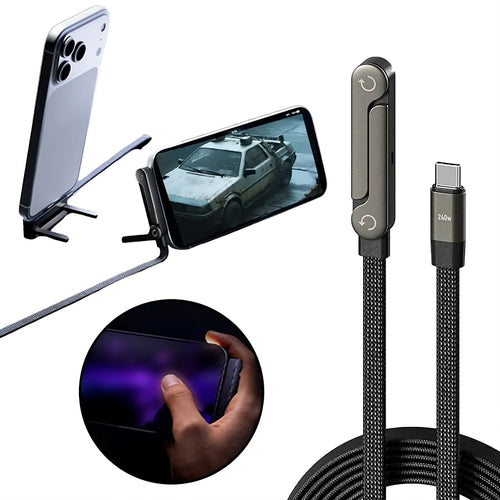 Charging 2-in-1 Cable Stand with built-in phone holder and USB-C fast charging cable