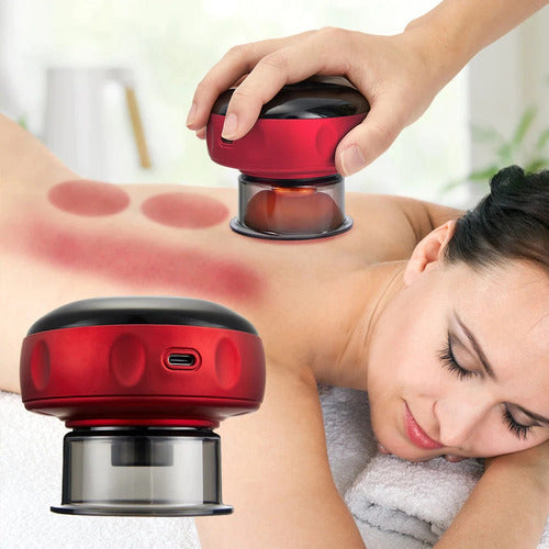 Electric Vacuum Cupping Massager in use on back for muscle relaxation and pain relief