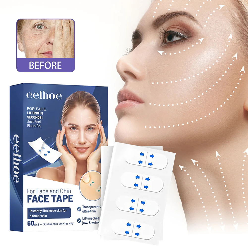 Face lifting tape for skin tightening and anti-aging facial contouring