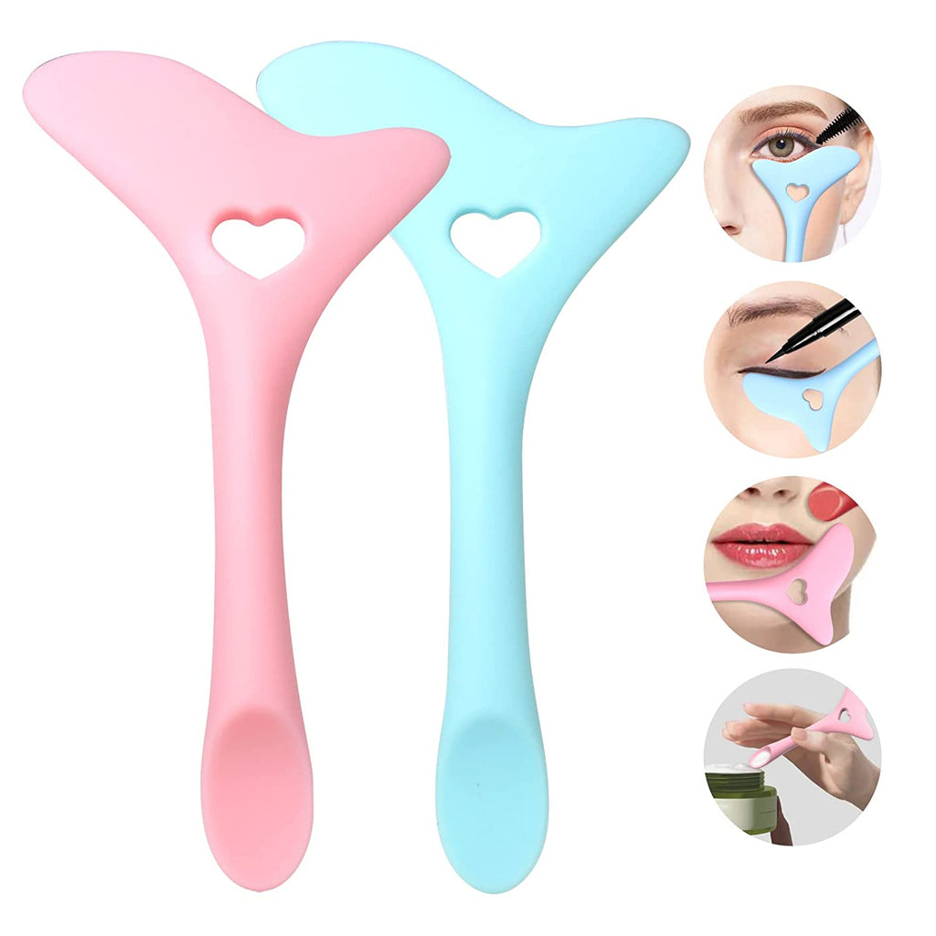 2x Silicone Eyeliner Makeup Stencil set in pink and blue for precise makeup application