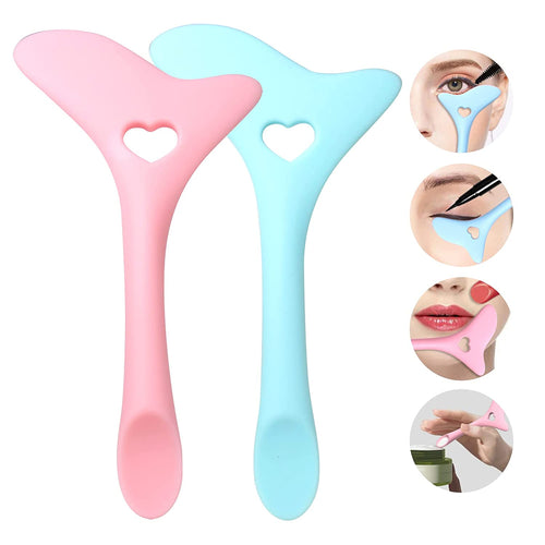 2x Silicone Eyeliner Makeup Stencil set in pink and blue for precise makeup application