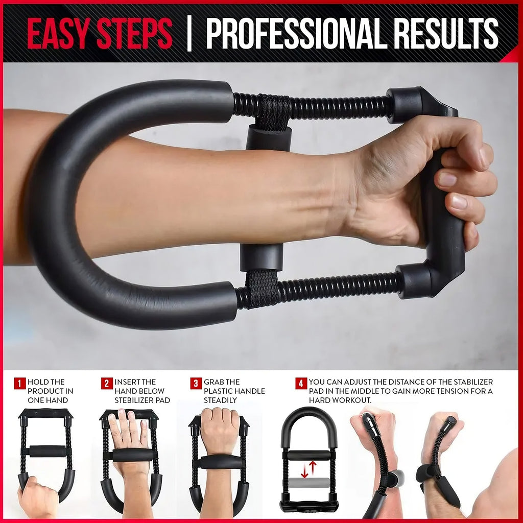 Adjustable wrist strength trainer designed to build forearm and hand muscles