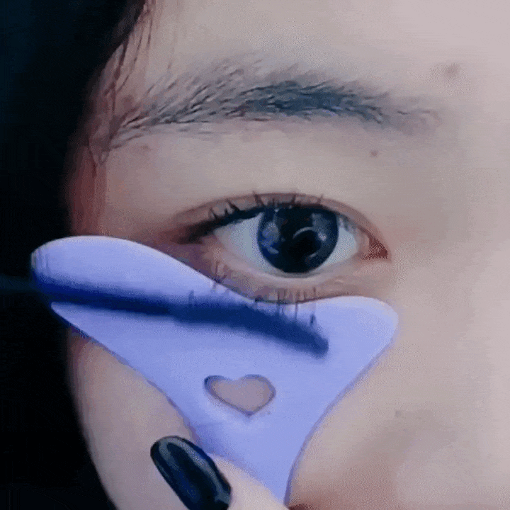 Silicone eyeliner stencil helping create perfect winged eyeliner and eye makeup