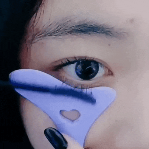 Silicone eyeliner stencil helping create perfect winged eyeliner and eye makeup