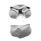 Soft plush hooded neck pillow with breathable fabric and ergonomic U-shaped design.