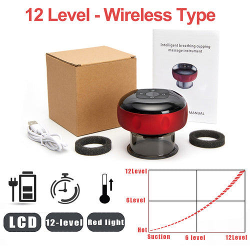 Rechargeable Electric Vacuum Cupping Massager with 12 suction intensity levels
