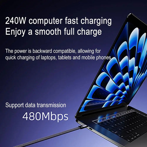 High-speed PD charging cable supporting up to 240W power delivery