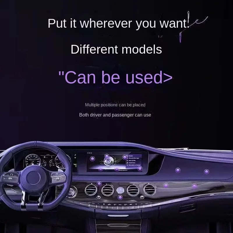 Car interior with dashboard and steering wheel on a black background

