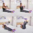 Demonstration of various exercises using a pedal resistance band for arms, legs, abs, and full-body training.
