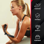 Woman using wrist and forearm strength trainer for fitness and endurance workouts