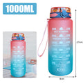 1000ML leakproof water bottle with carry strap and large capacity design.