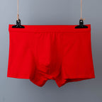 Men's cotton underwear plus size fat guy boxers breathable 3D seamless sexy youth cotton red boxers
