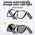Adaptive smart eyewear with photochromic lenses and modern frame design