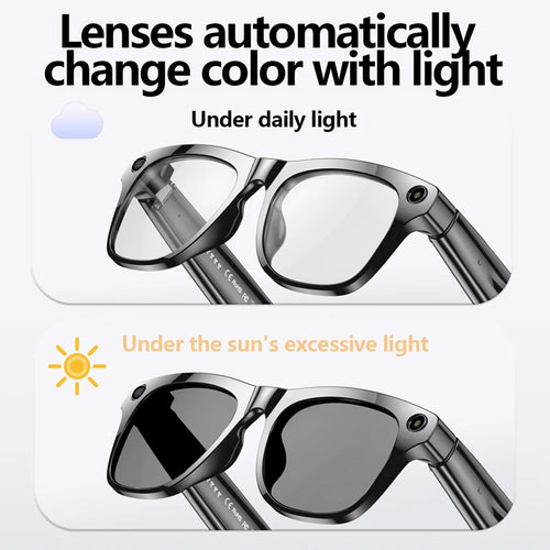Adaptive smart eyewear with photochromic lenses and modern frame design
