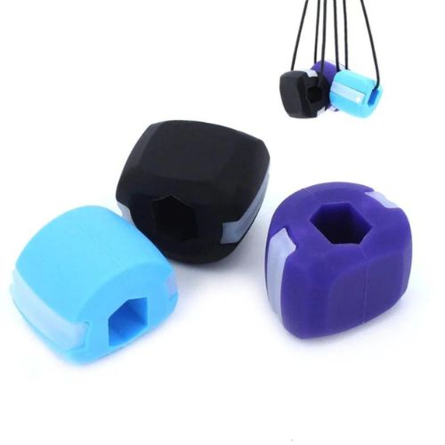 Jawline Trainer silicone resistance exercisers in blue, purple, and black colors