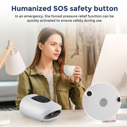 Wireless electric hand massager used at home for relaxation and hand comfort