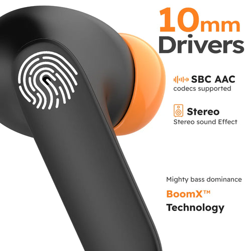 Wireless earphones with 10mm dynamic drivers for powerful bass and clear sound