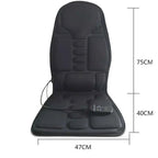 Black massage seat cushion with dimensions on a white background

