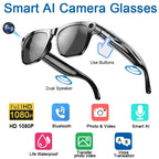 Smart camera glasses with voice assistant, music playback, and calling functions