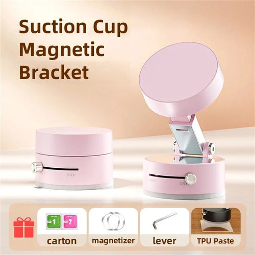 Suction cup magnetic bracket with components on a beige background

