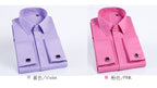 Men's French Cufflinks Shirt Business Formal Dress Sleeve Studs Solid Color Non-ironing Double Stacked Sleeve Hidden Button Shirt Slim-fit Korean Style