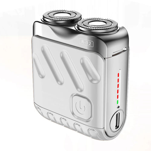 Gray waterproof electric shaver for men with precision rotary shaving system