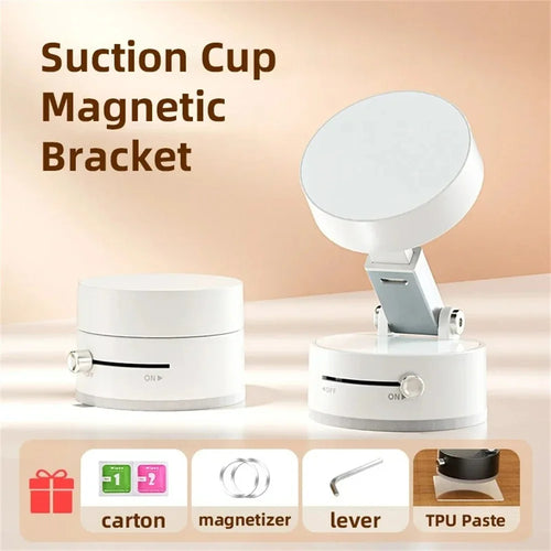 Suction cup magnetic bracket with components on a beige background

