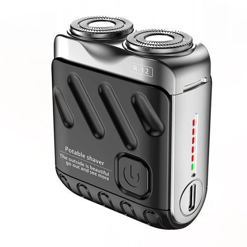 Black waterproof electric shaver for men with precision rotary shaving system