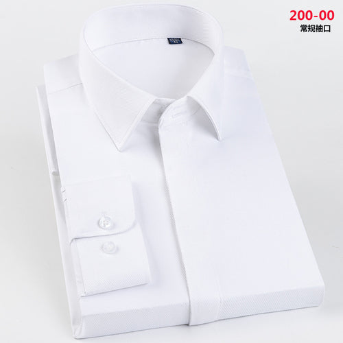 Men's French Cufflinks Shirt Business Formal Dress Sleeve Studs Solid Color Non-ironing Double Stacked Sleeve Hidden Button Shirt Slim-fit Korean Style